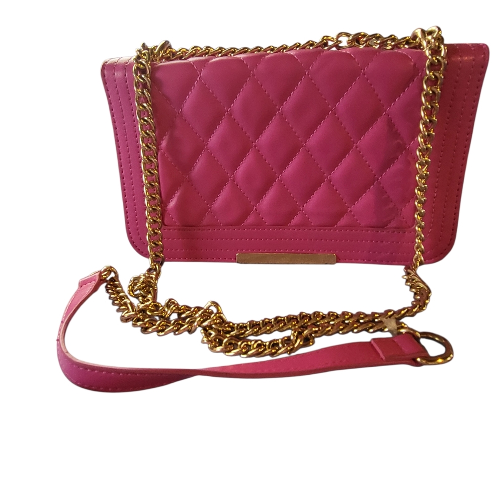 Lola Mae Quilted Hot Pink Crossbody Bag 💖 Gold Chain Strap